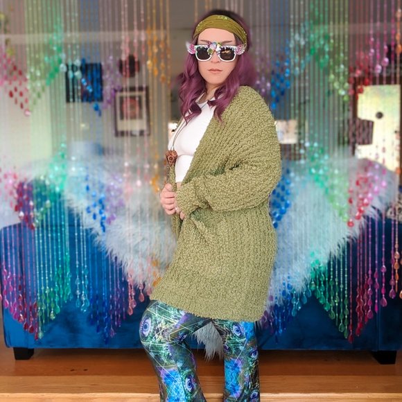 Cozy Popcorn Cardigan Sweater - Sage - Picture 3 of 6